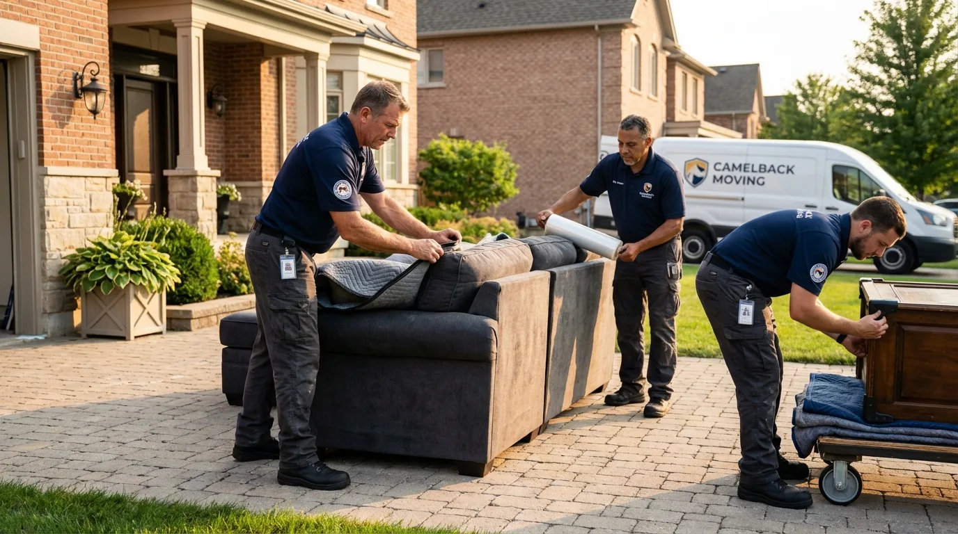Large estate moving crew wrapping furniture in Whitesboro, TX
