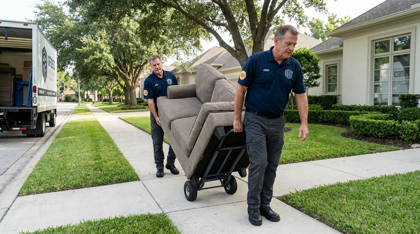 Local residential moving crew loading furniture in Whitesboro, TX