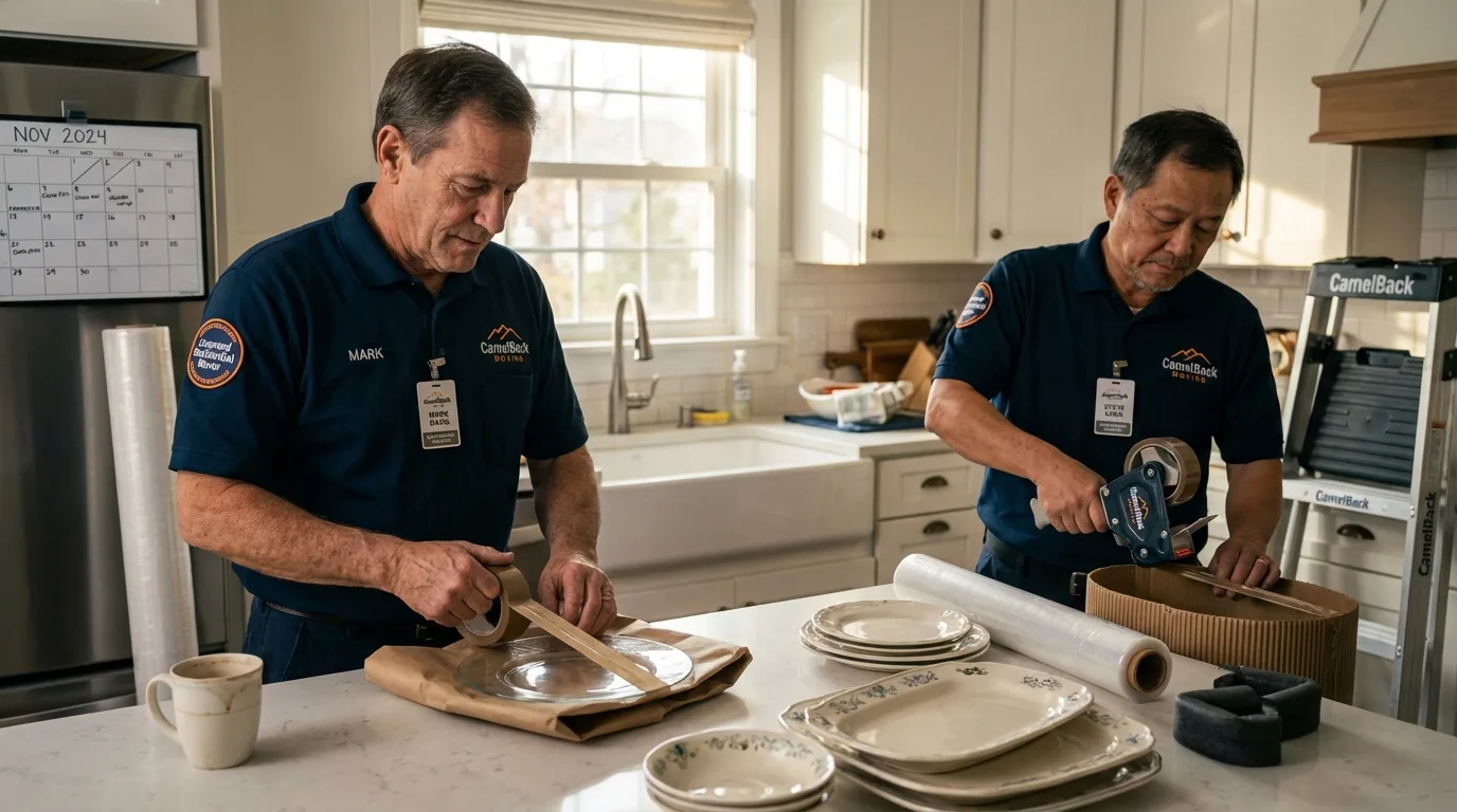 Professional crew packing kitchen dishware in Whitesboro, TX